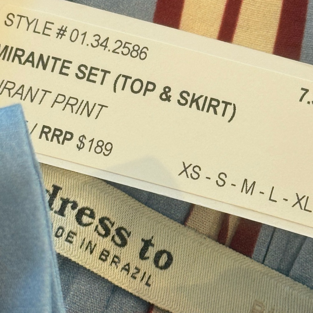 Dress To Elegant Blue Striped A-Line Crop Top & Skirt Set - Picture 7 of 8